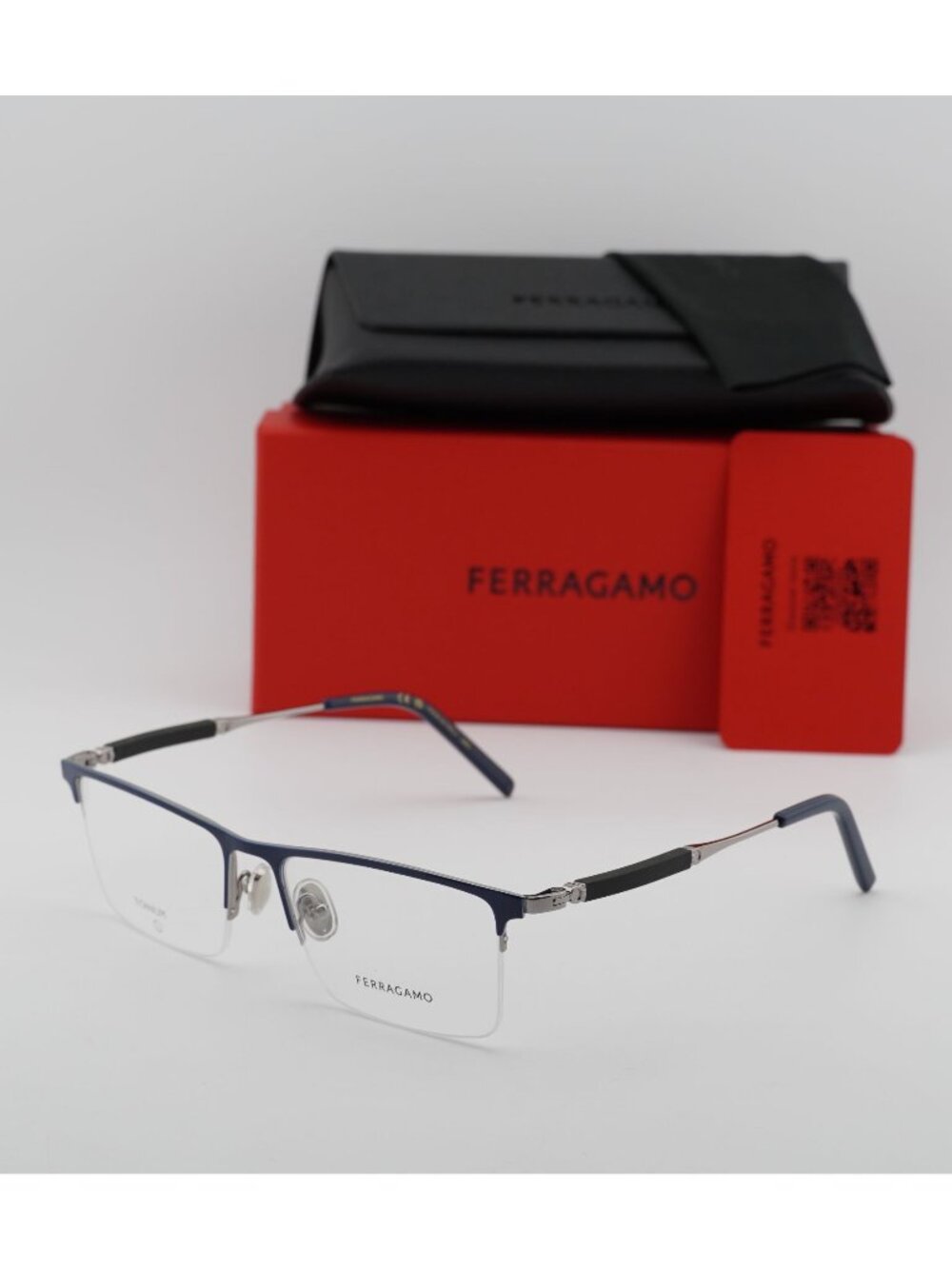 Salvatore Ferragamo SF2586 463 Men Rectangle Eyeglasses 55mm – Blue / Grey
